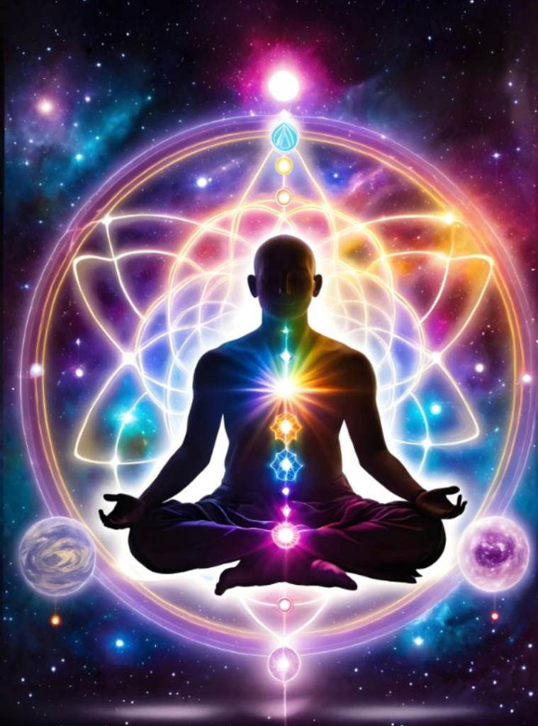 practicing yoga and meditation outdoors, symbolizing the journey to self-awareness and the awakening of collective consciousness through yoga science